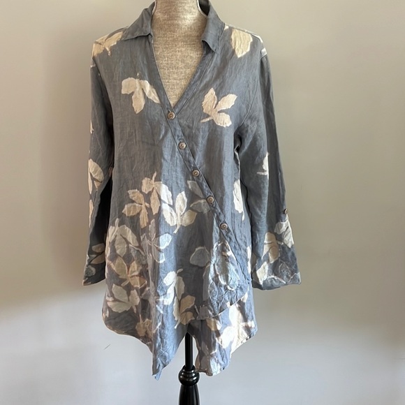 Hand painted tunic top. 100% Linen. Made in Ecuador. Size Small. - Picture 1 of 8